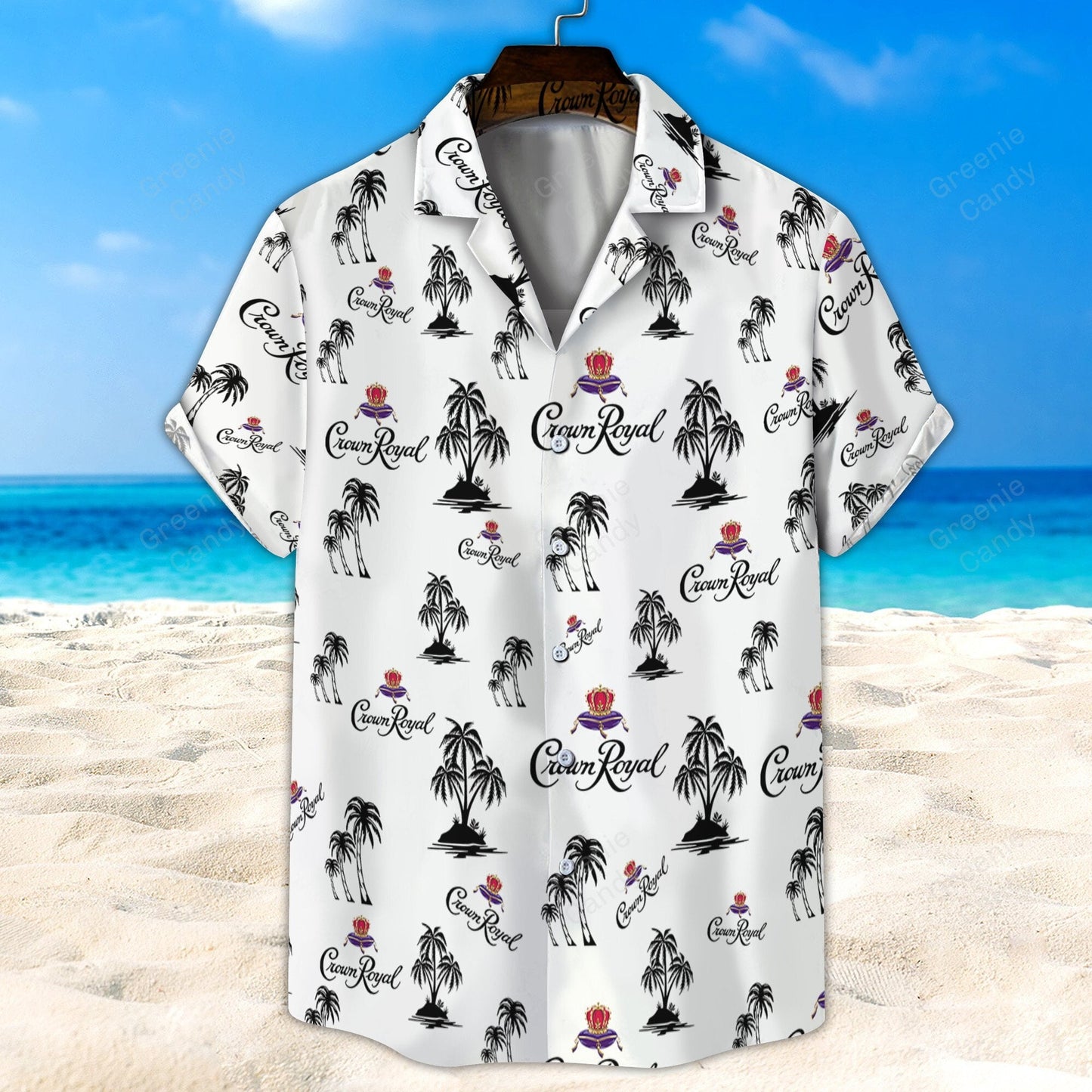 Black Crown Royal Palm Tree All Over Print 3D Unisex Hawaiian Shirt And Beach Short