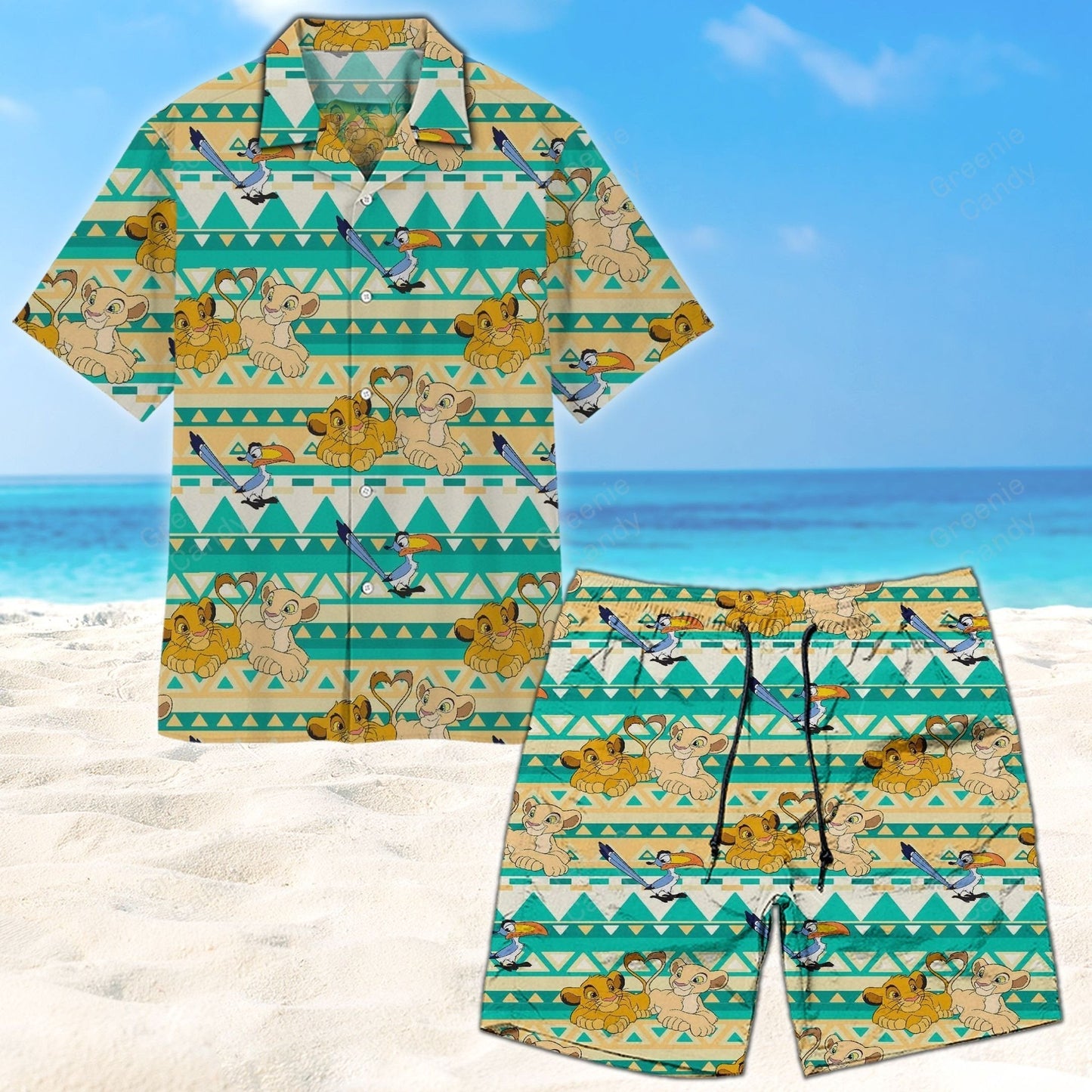 Lion King All Over Print 3D Unisex Hawaiian Shirt And Beach Short