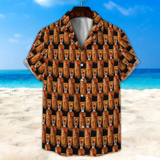 Fireball Whisky Bottle Seamless All Over Print 3D Unisex Hawaiian Shirt And Beach Short