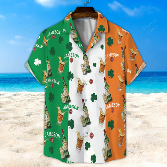 Seamless Jameson Ireland Flag All Over Print 3D Hawaiian Shirt And Beach Short