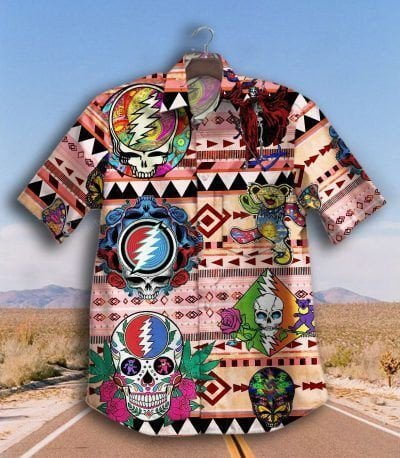 Grateful Dead Symbols All Over Print 3D Unisex Hawaiian Shirt And Beach Short