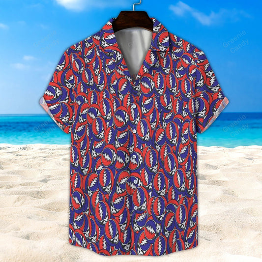 Seamless Grateful Dead Patttern All Over Print 3D Unisex Hawaiian Shirt And Beach Short