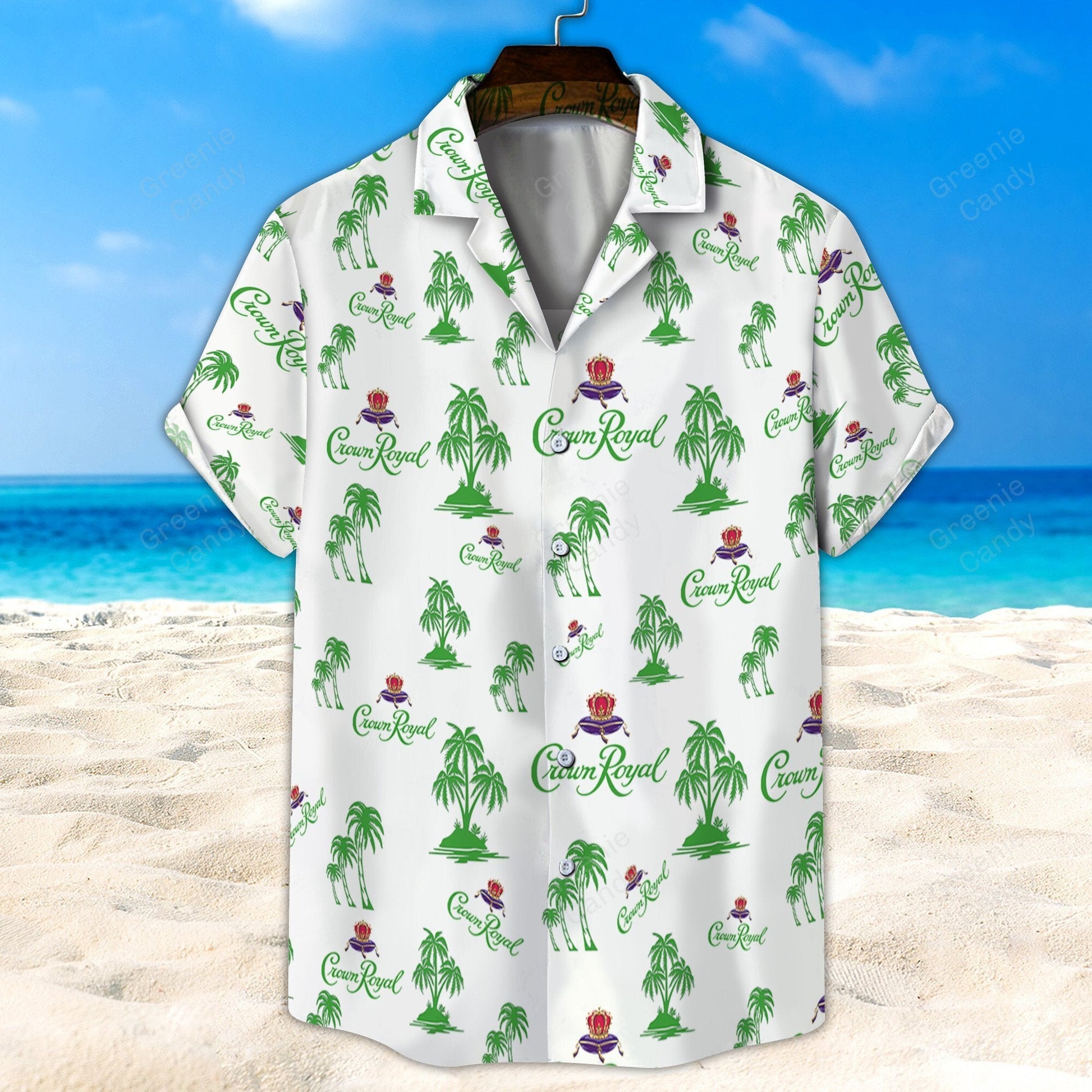 Green Crown Royal Palm Tree All Over Print 3D Unisex Hawaiian Shirt And Beach Short