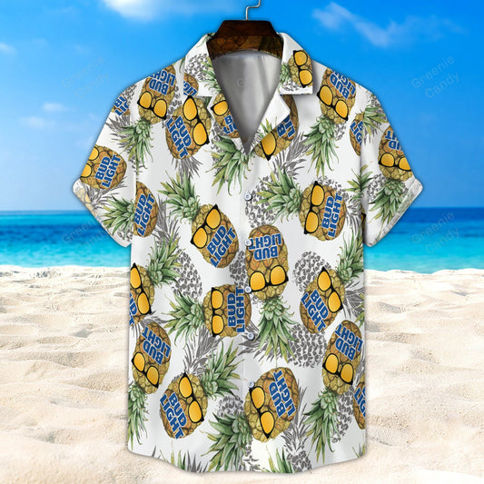 Bud Light Funny Pineapple All Over Print 3D Unisex Hawaiian Shirt And Beach Short