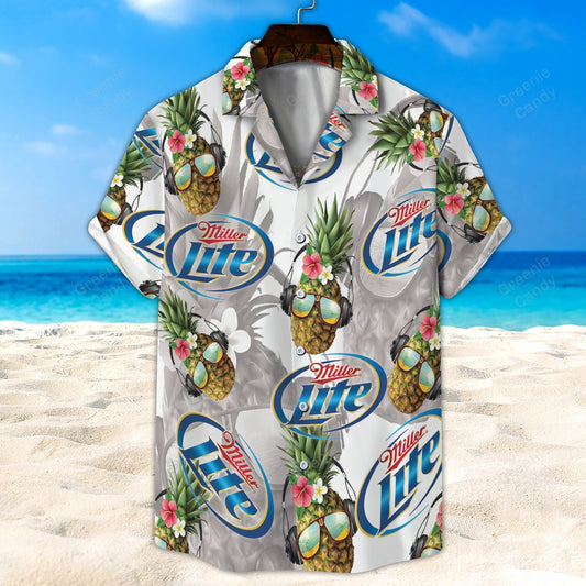 Miller Lite Funny Pineapple All Over Print 3D Unisex Hawaiian Shirt And Beach Short