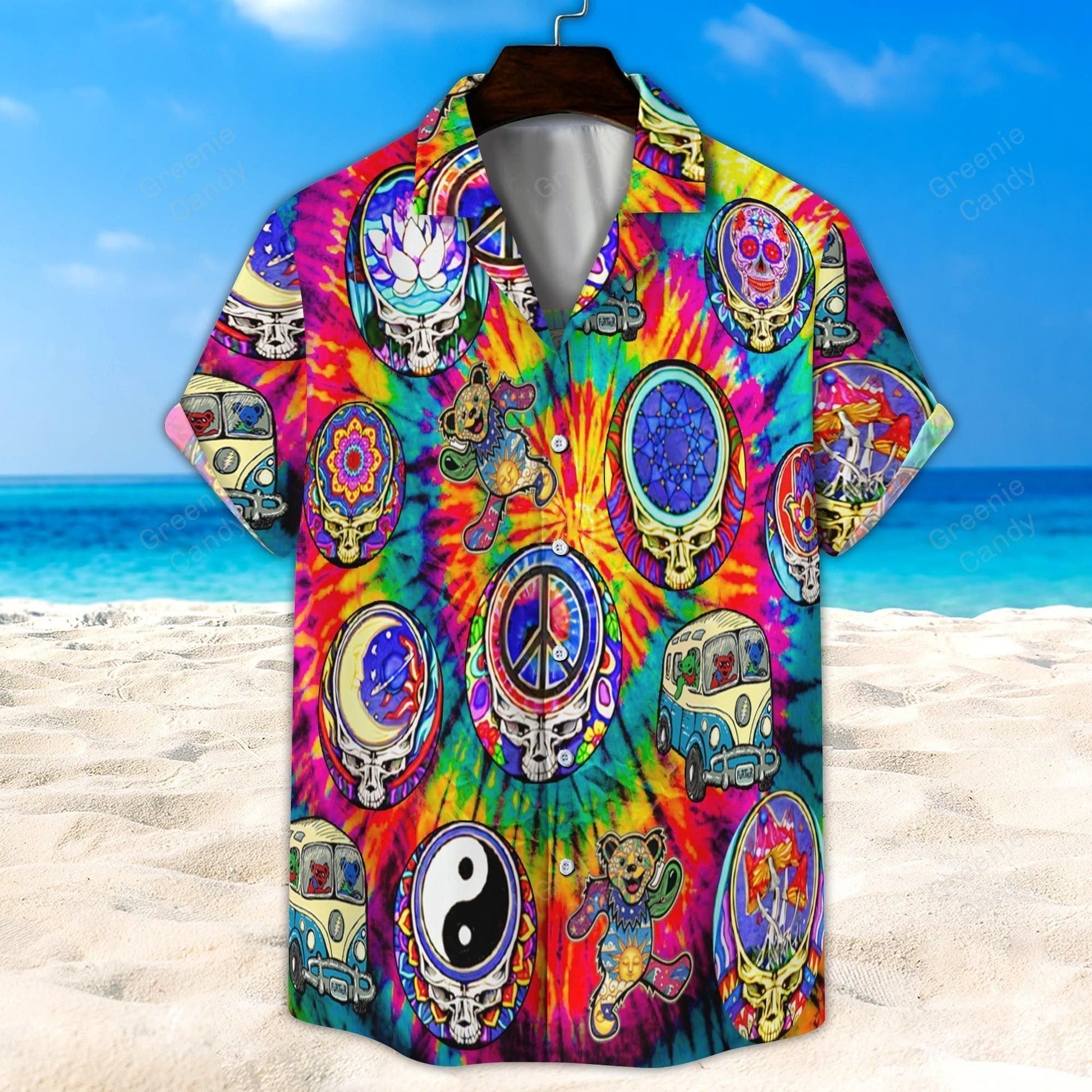 Grateful Dead Hippie Tiedye All Over Print 3D Hawaiian Shirt And Beach Short