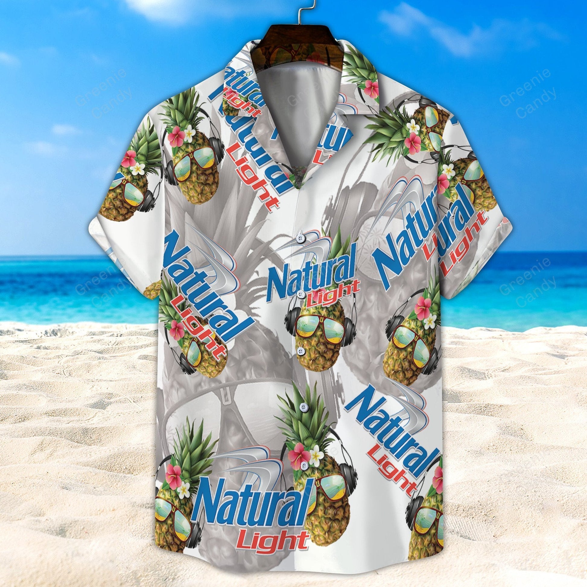 Natural Light Funny Pineapple All Over Print 3D Hawaiian Shirt And Beach Short