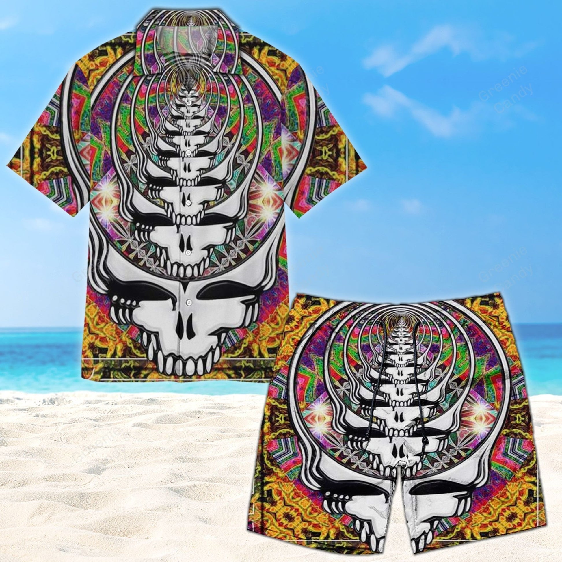 Hypnotic Grateful Dead All Over Print 3D Hawaiian Shirt And Beach Short