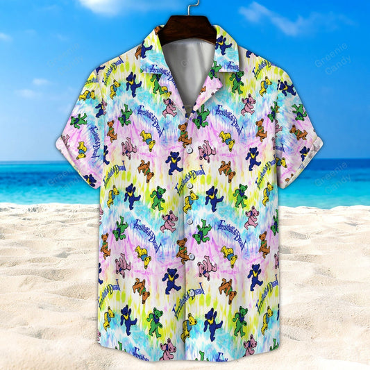 Grateful Dead Bears Seamless Pattern All Over Print 3D Hawaiian Shirt And Beach Short