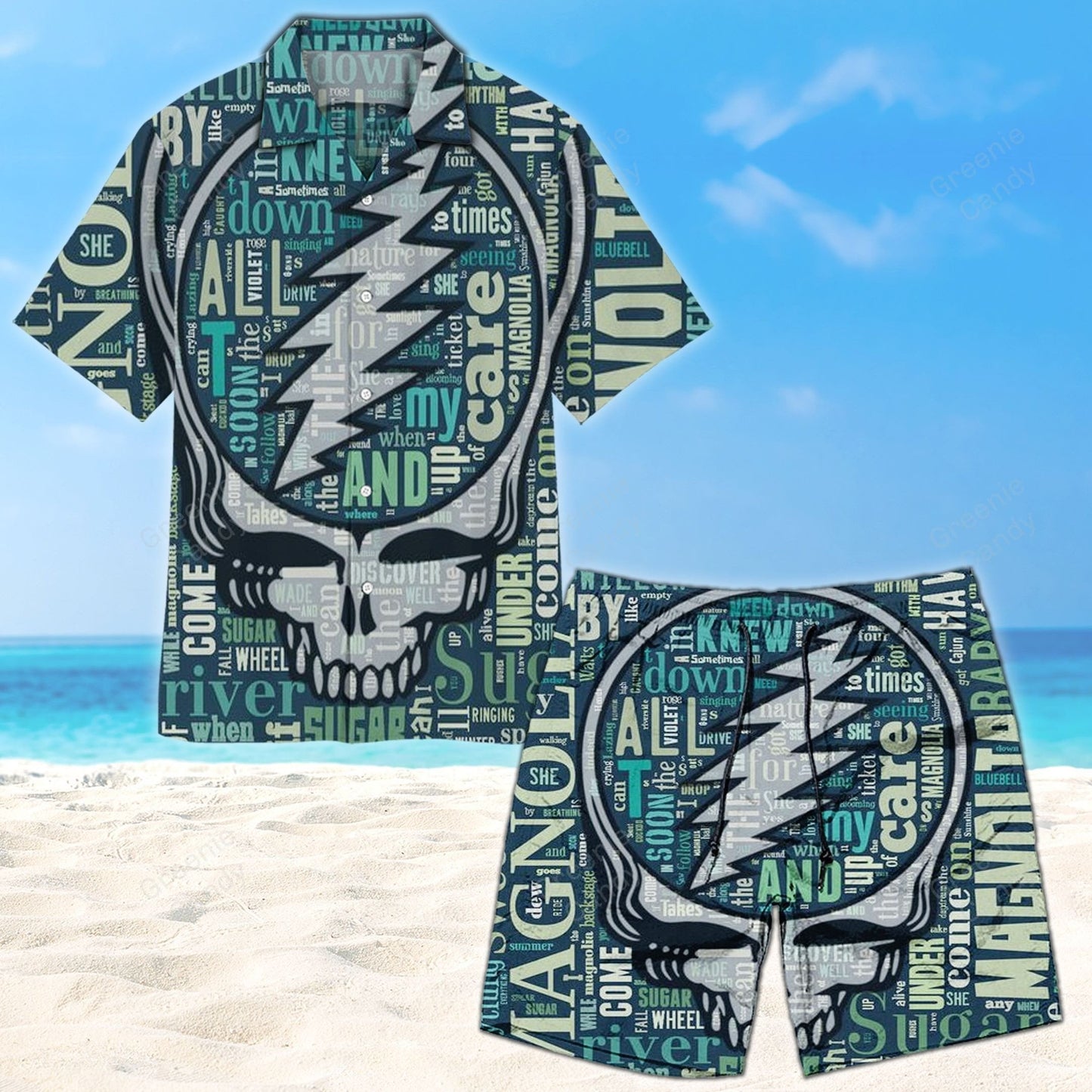 Grateful Dead Seamless Quotes All Over Print 3D Hawaiian Shirt And Beach Short