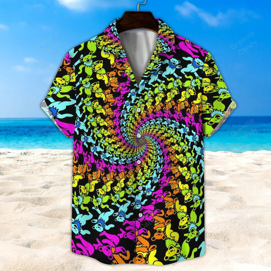 Hypnotic Grateful Dead Bears All Over Print 3D Hawaiian Shirt And Beach Short