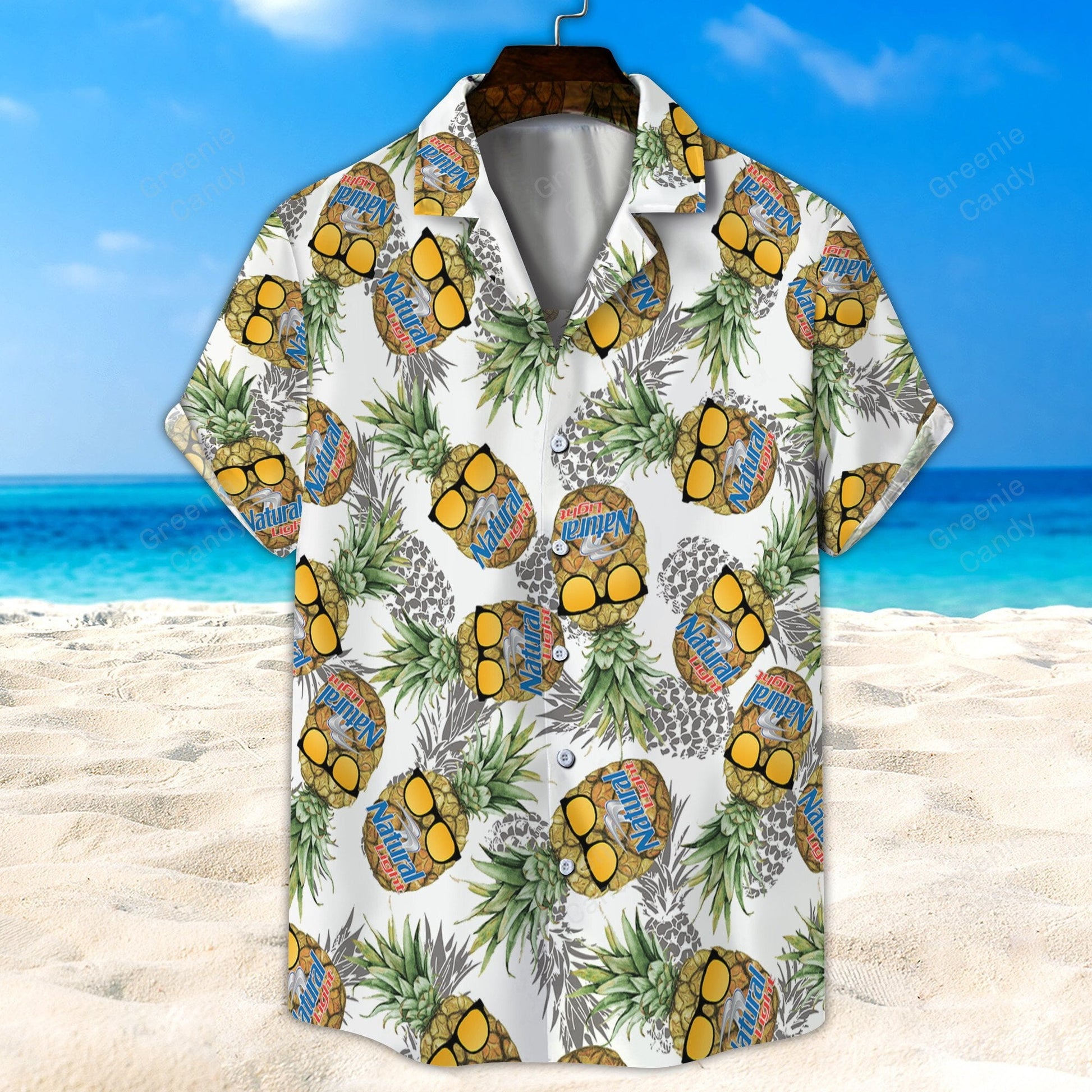 Natural Light Funny Pineapple Seamless Pattern All Over Print 3D Hawaiian Shirt And Beach Short