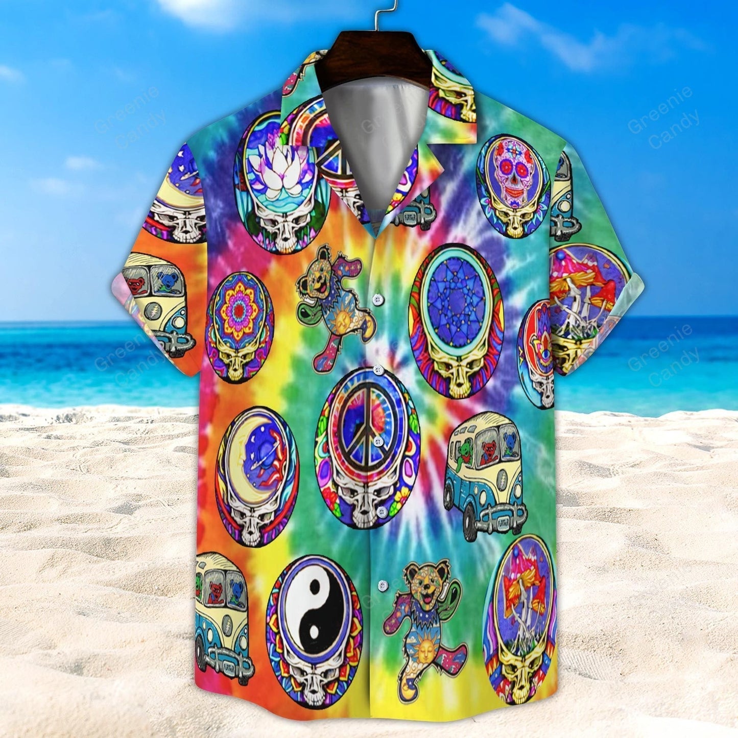 Hippie Grateful Dead Tiedye All Over Print 3D Hawaiian Shirt And Beach Short