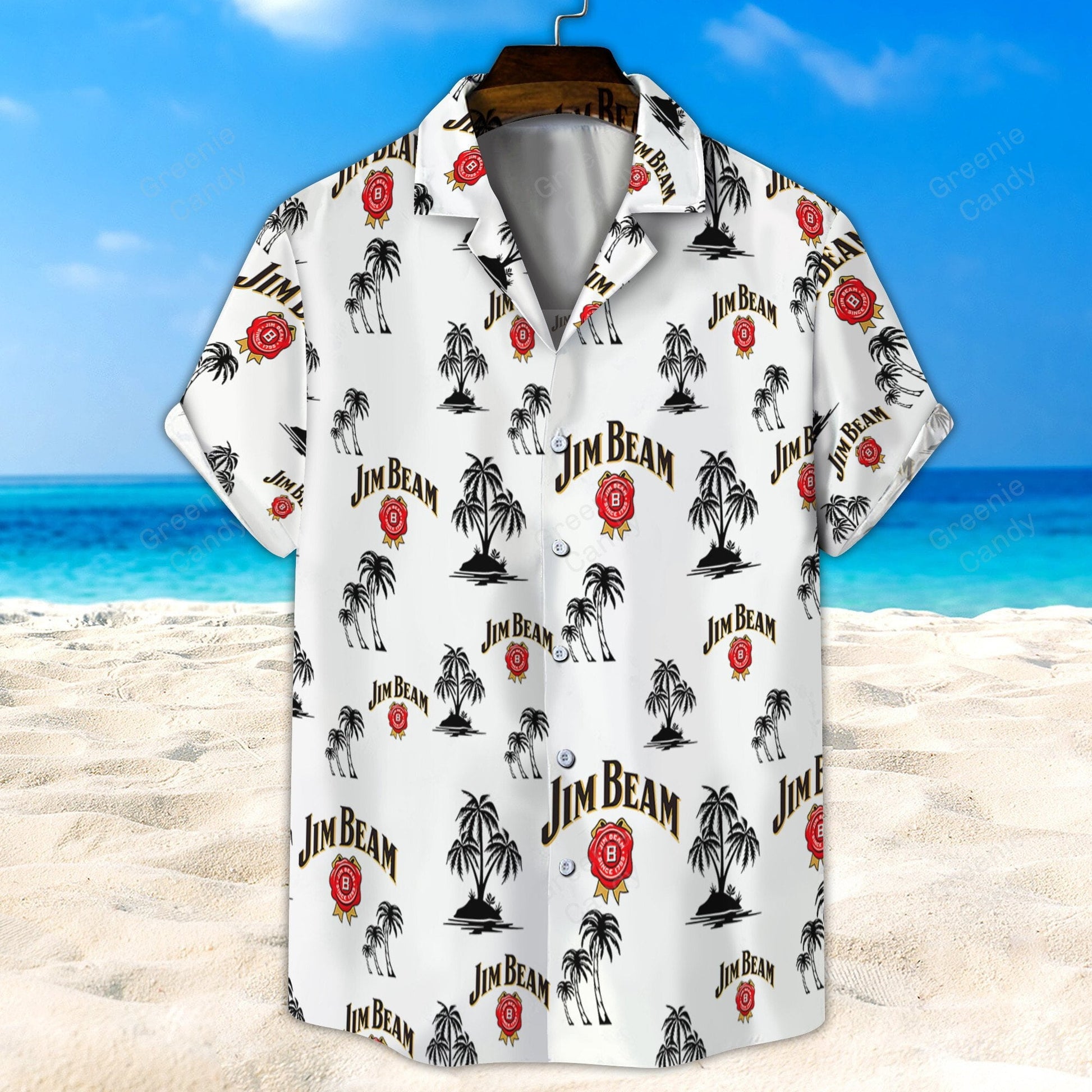 Jim Beam Palm Tree Seamless Pattern All Over Print 3D Hawaiian Shirt And Beach Short