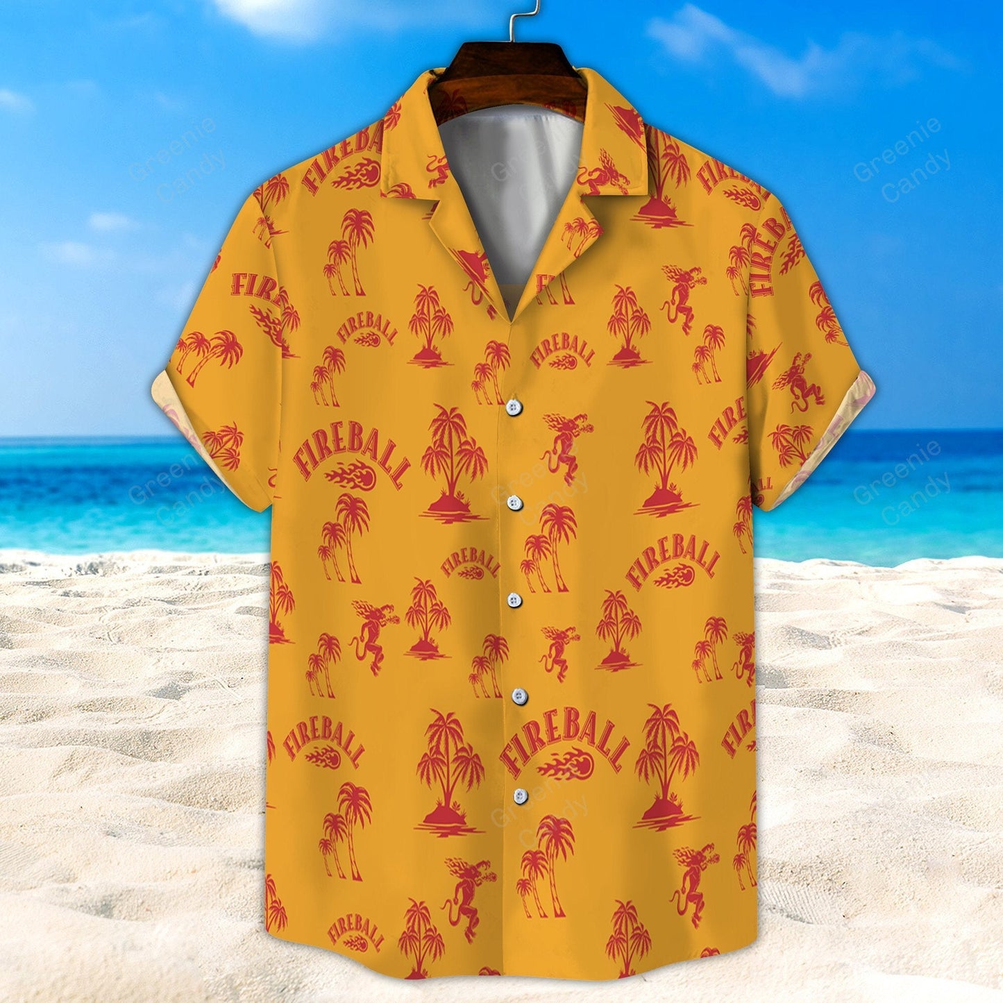 Fireball Palm Tree All Over Print 3D Hawaiian Shirt And Beach Short