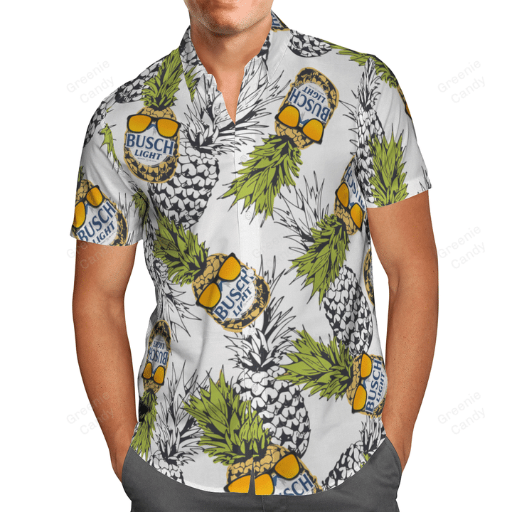 Busch Light Funny Pineapple All Over Print 3D Hawaiian Shirt And Beach Short