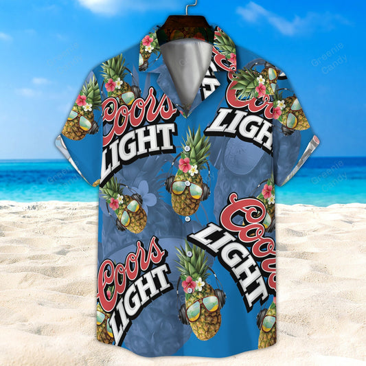 Coors Light Funny Pineapple All Over Print 3D Hawaiian Shirt And Beach Short