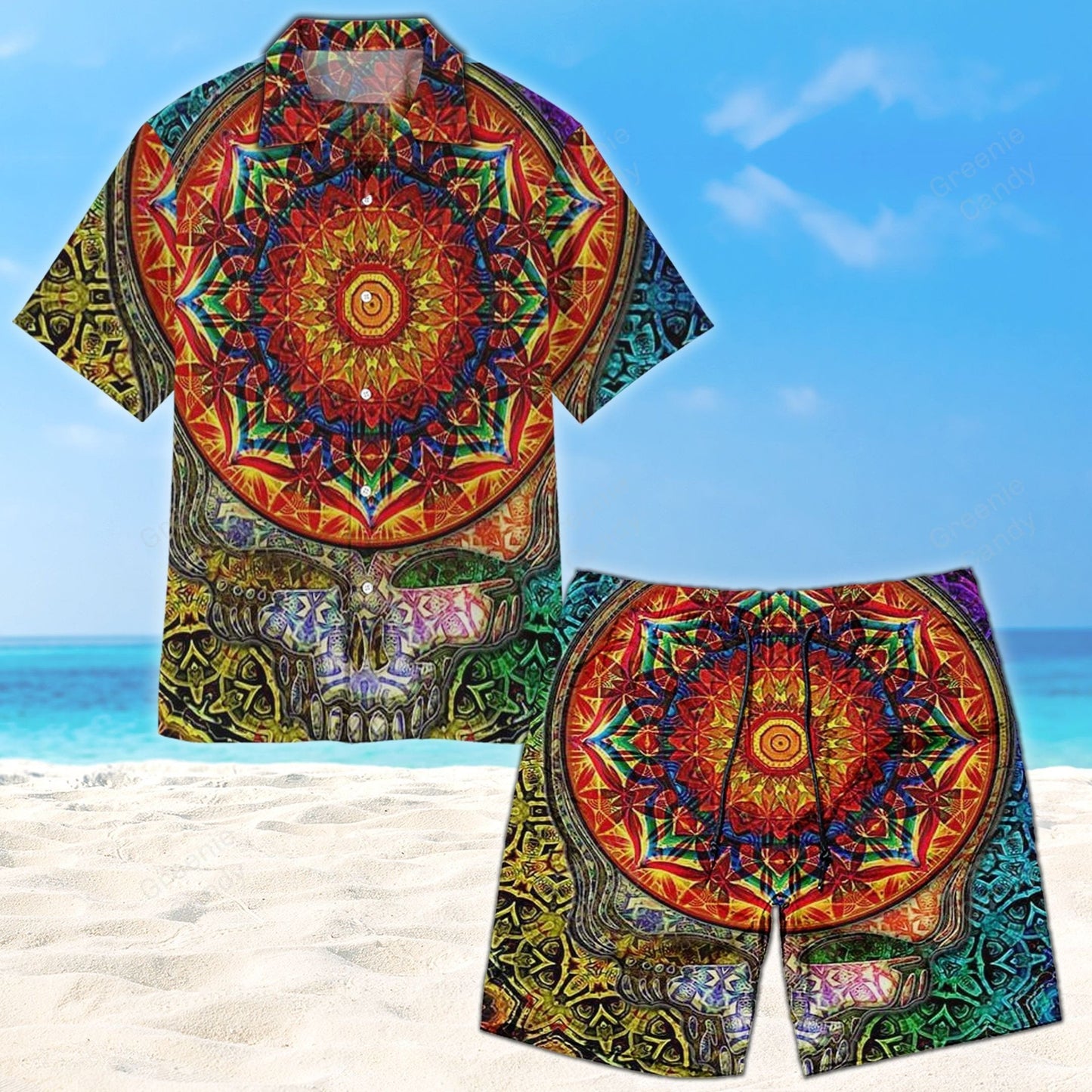 Mandala Grateful Dead All Over Print 3D Hawaiian Shirt And Beach Short