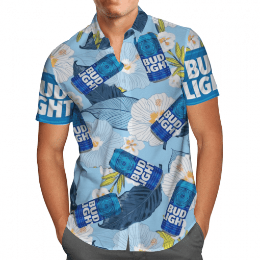 Bud Light Flower All Over Print 3D Hawaiian Shirt