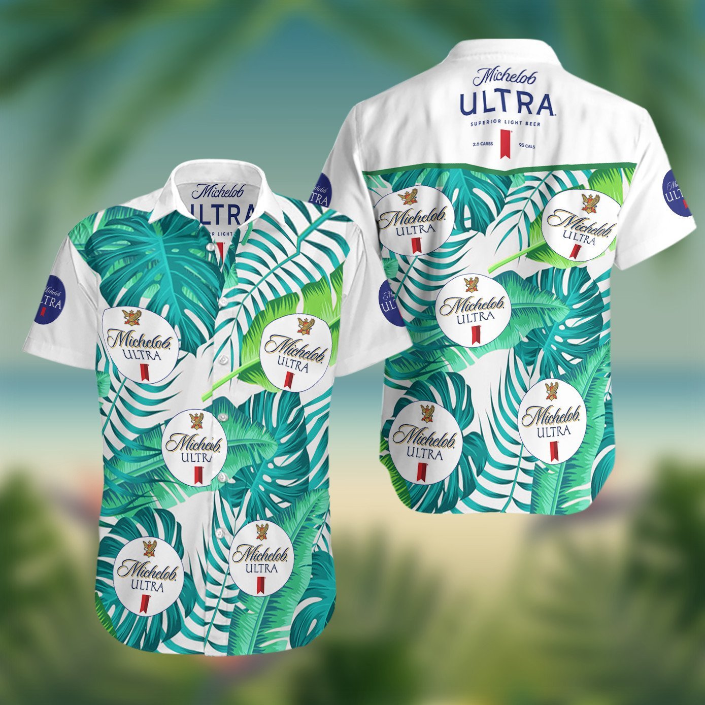 Michelob Ultra Tropical Leafs All Over Print 3D Hawaiian Shirt