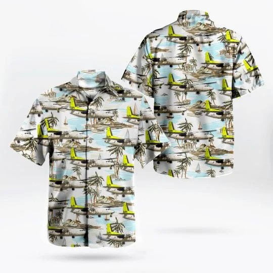 Airbaltic Fokker 50 Aircraft All Over Print 3D Hawaiian Shirt