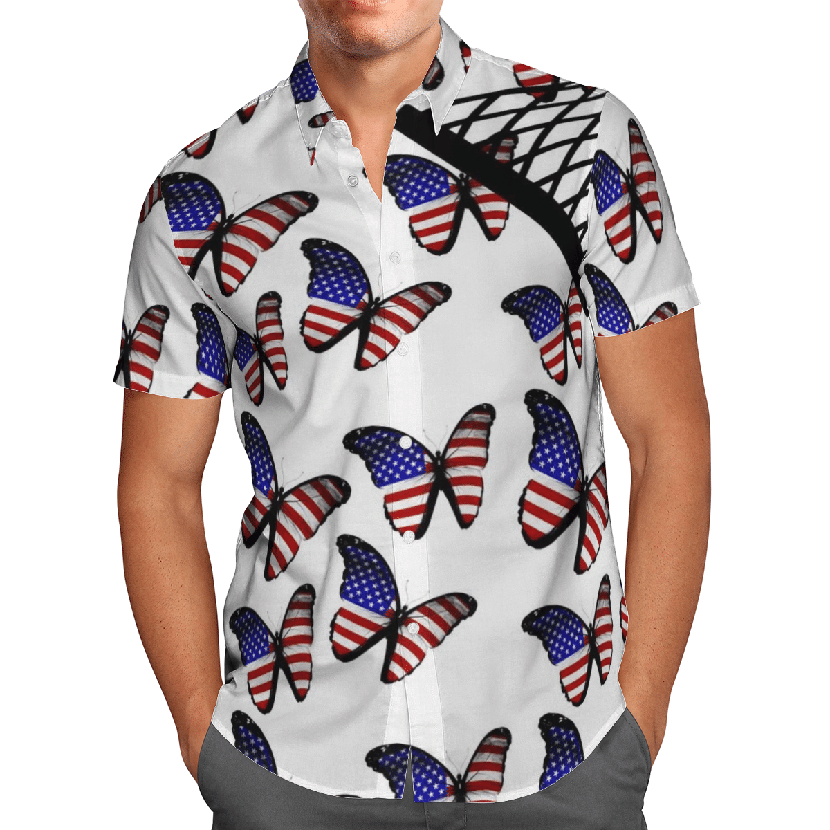 Amazing American Flag Butterflies All Over Print 3D Hawaiian Shirt