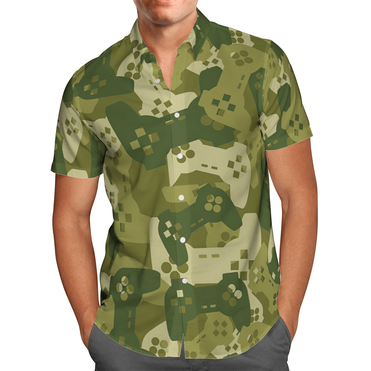 Amazing Camouflage Gaming Joysticks All Over Print 3D Hawaiian Shirt