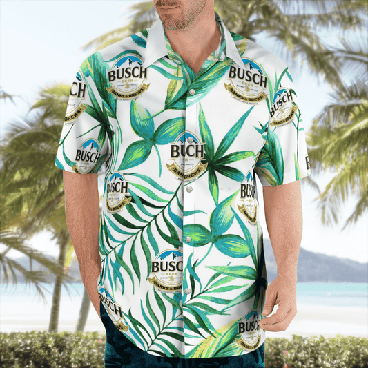 Busch Beer Green Leaves All Over Print 3D Hawaiian Shirt