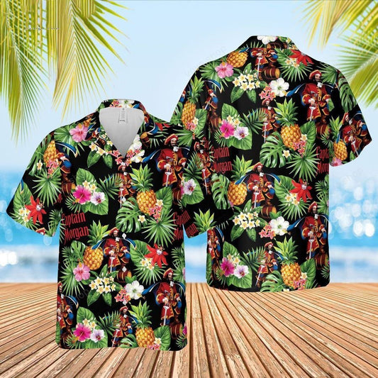 Captain Morgan Rum Pineapple All Over Print 3D Hawaiian Shirt