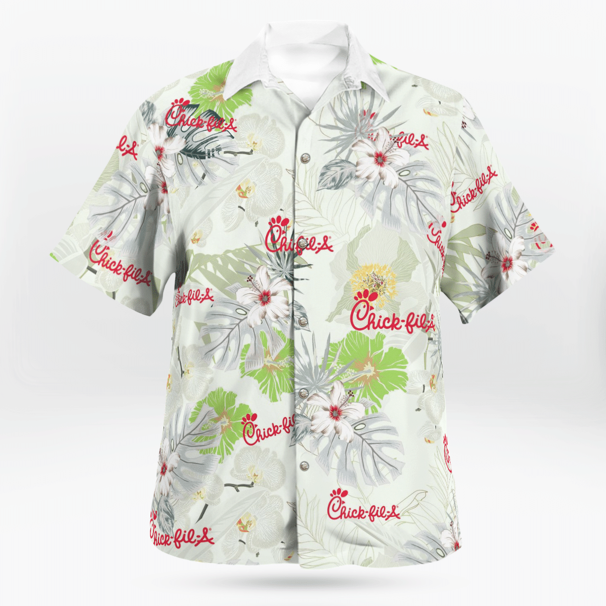 Chick-Fil-A Fast Food All Over Print 3D Flowery Hawaiian Shirt