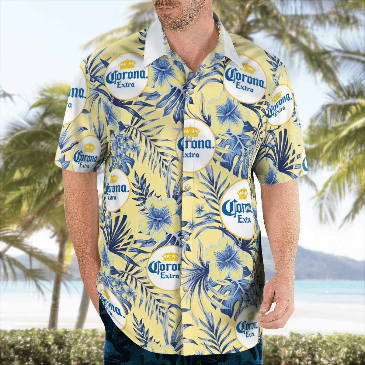 Corona Extra Beer All Over Print 3D Flowery Hawaiian Shirt