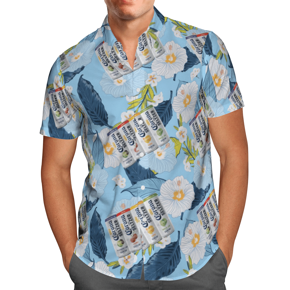 Corona Hard Seltzer All Over Print 3D Flowery Hawaiian Shirt