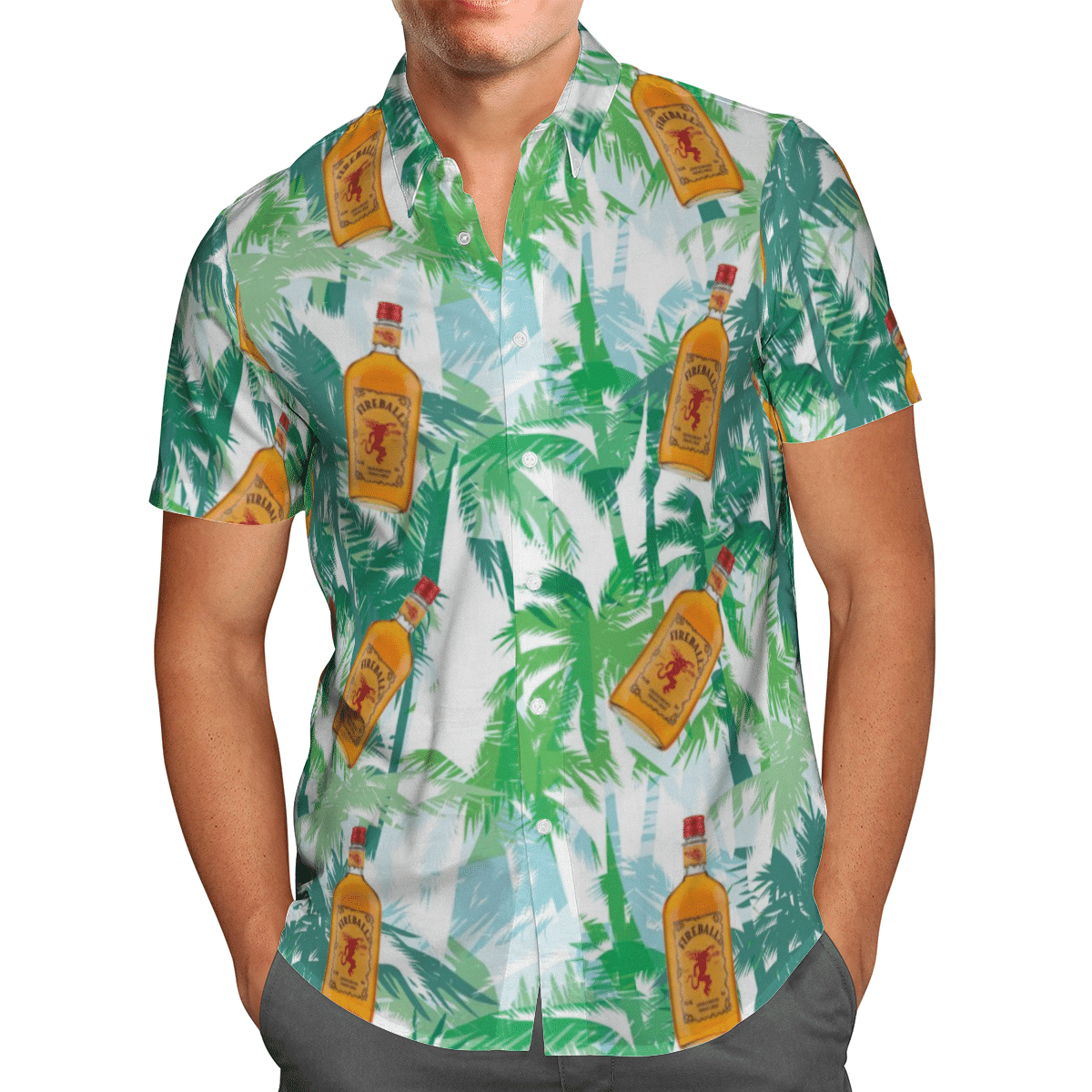 Fireball Cinnamon Whisky All Over Print 3D Aloha Summer Beach Hawaiian Shirt