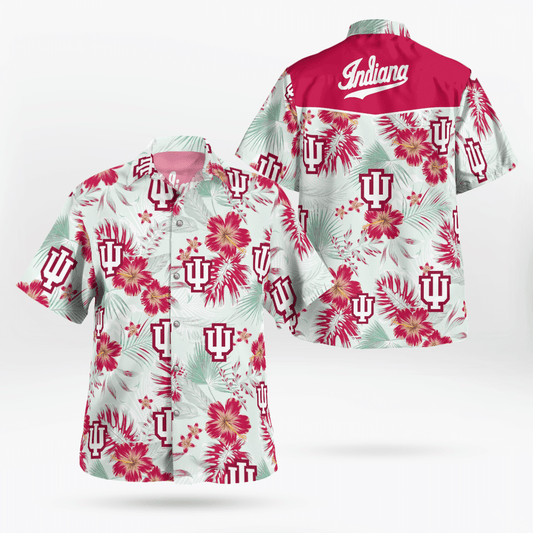 Indiana Hoosiers All Over Print 3D Flowery Aloha Summer Beach Hawaiian Shirt