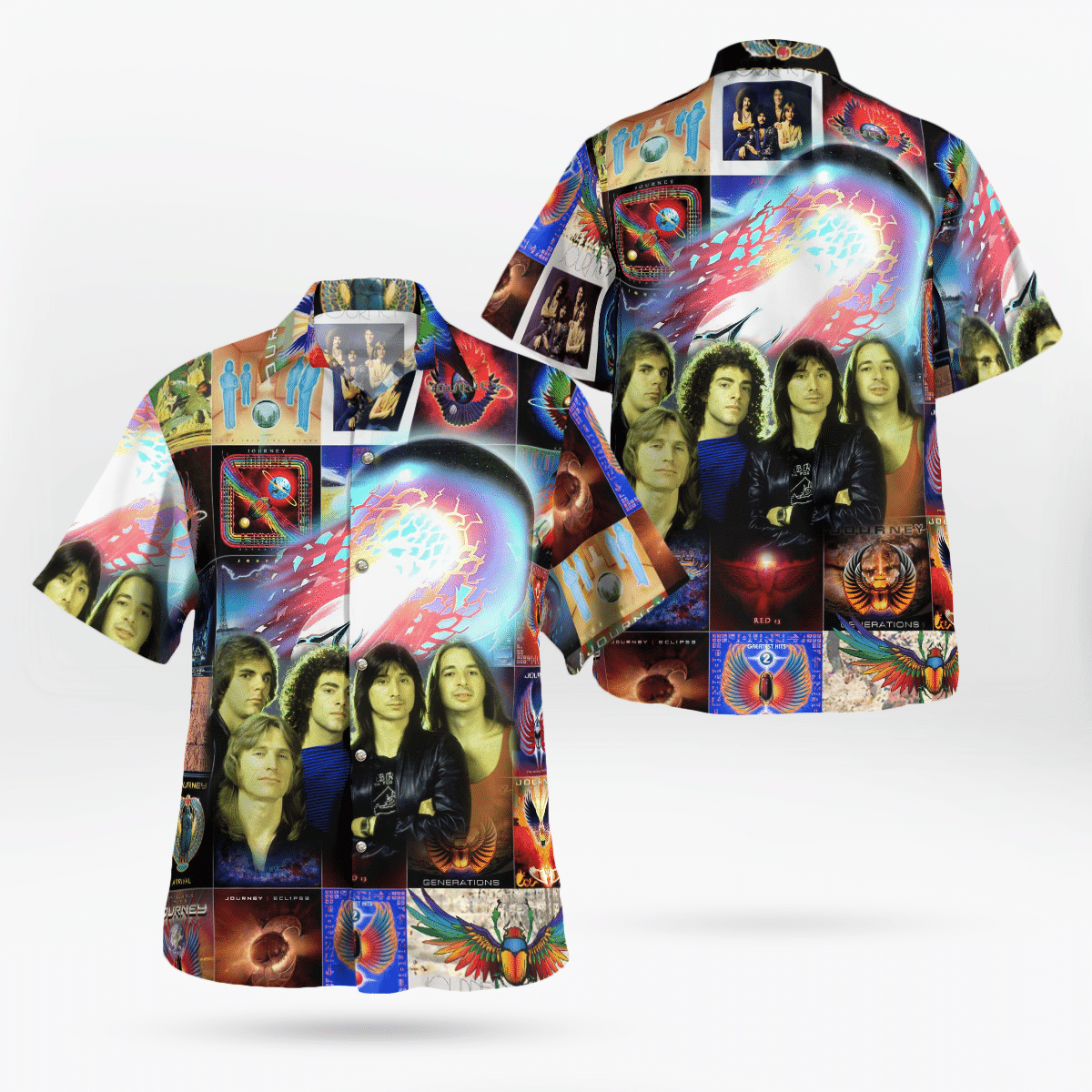 Journey Rock Band Albums All Over Print 3D Aloha Summer Beach Hawaiian Shirt