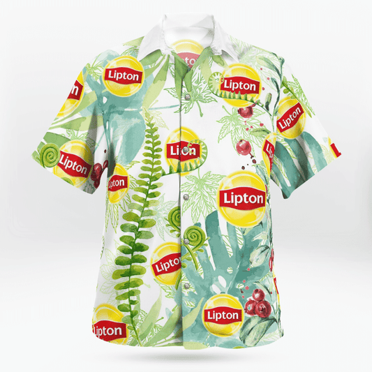 Lipton Ice Tea All Over Print 3D Flowery Aloha Summer Beach Hawaiian Shirt