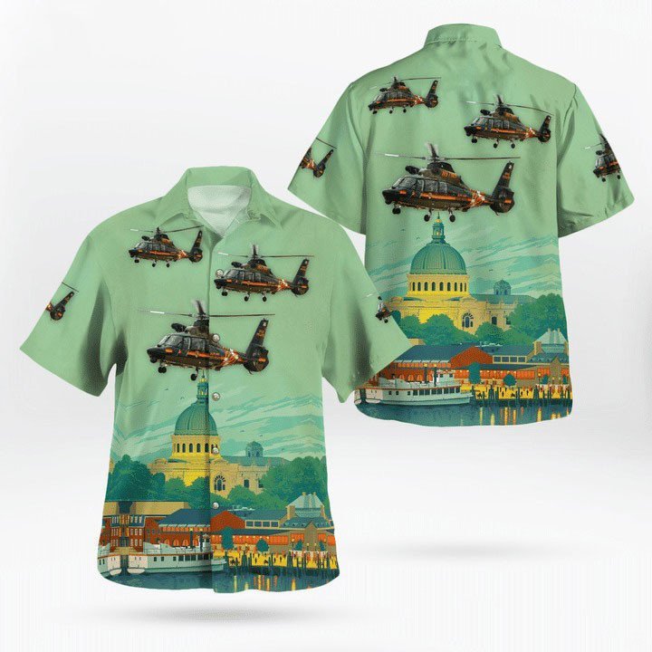 Maryland State Police Aerospatiale SA-365N-1 Dauphin 2 All Over Print 3D Flowery Aloha Summer Beach Hawaiian Shirt