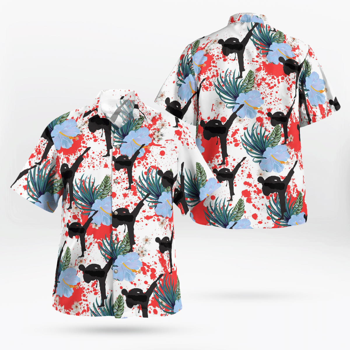 Karate Martial Arts All Over Print 3D Flowery Aloha Summer Beach Hawaiian Shirt