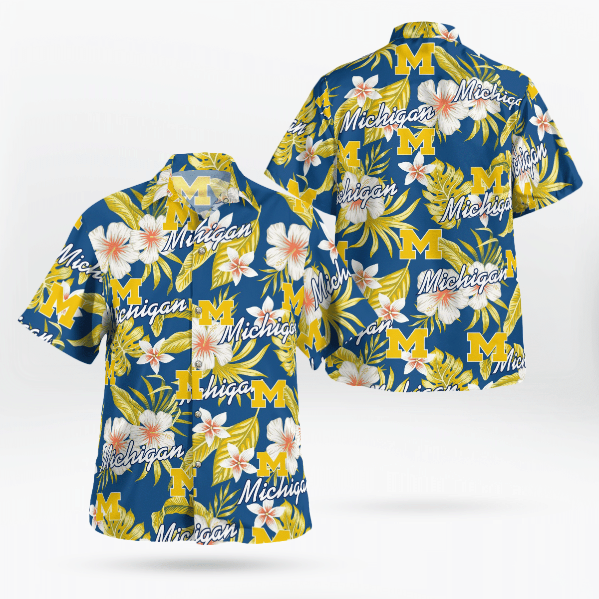 Michigan Wolverines All Over Print 3D Flowery Aloha Summer Beach Hawaiian Shirt