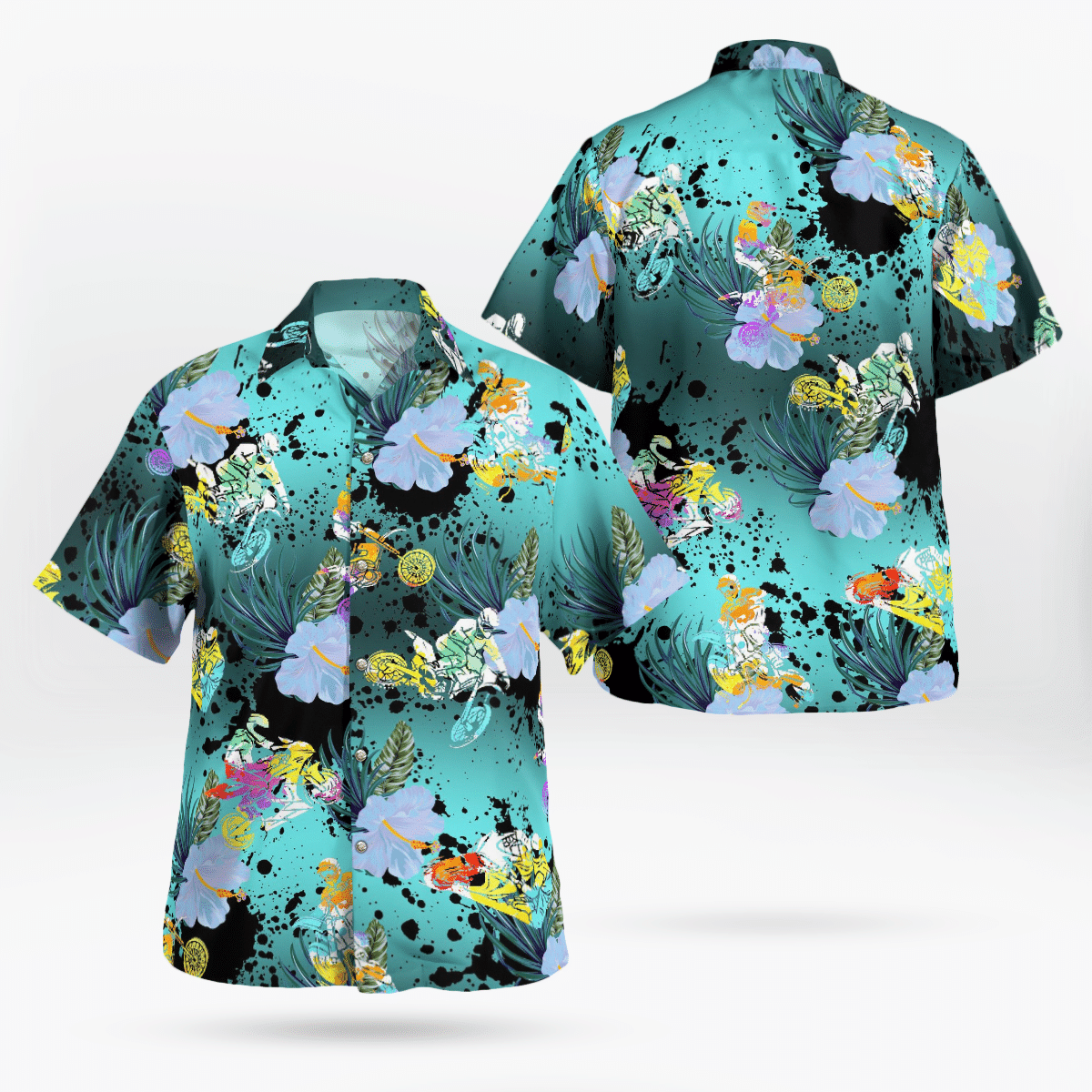 Motocross Motocycle Racing All Over Print 3D Flowery Aloha Summer Beach Hawaiian Shirt