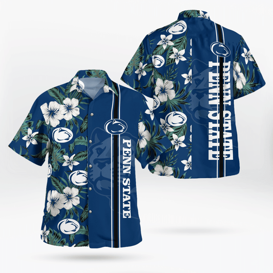 Penn State Nittany Lions All Over Print 3D Flowery Aloha Summer Beach Hawaiian Shirt