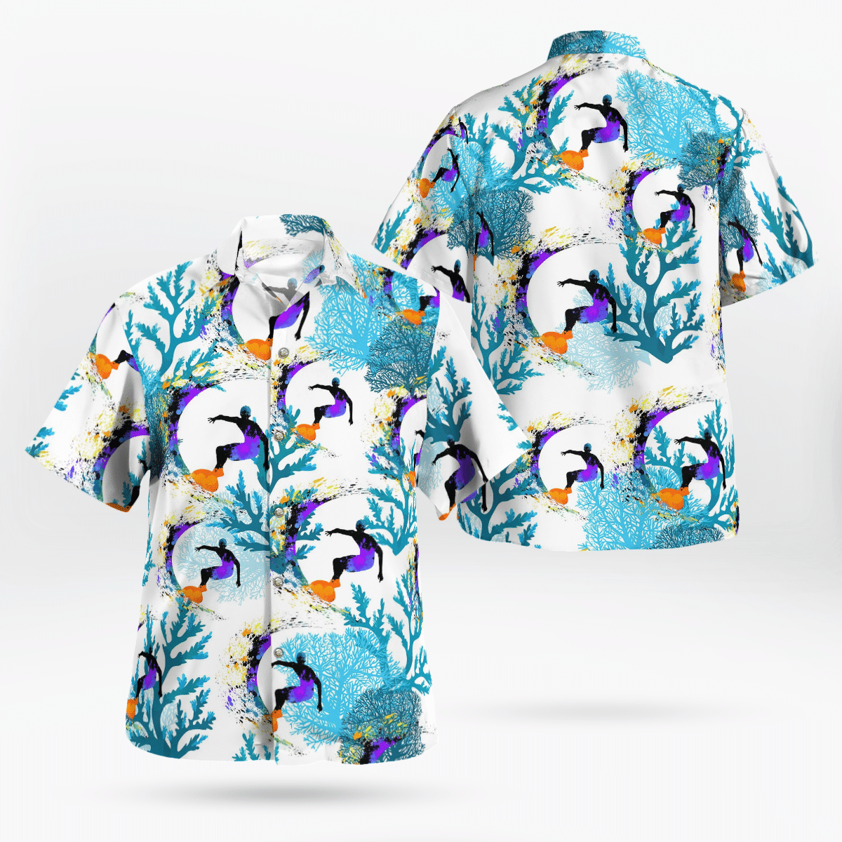 Surfing Corals All Over Print 3D Aloha Summer Beach Hawaiian Shirt