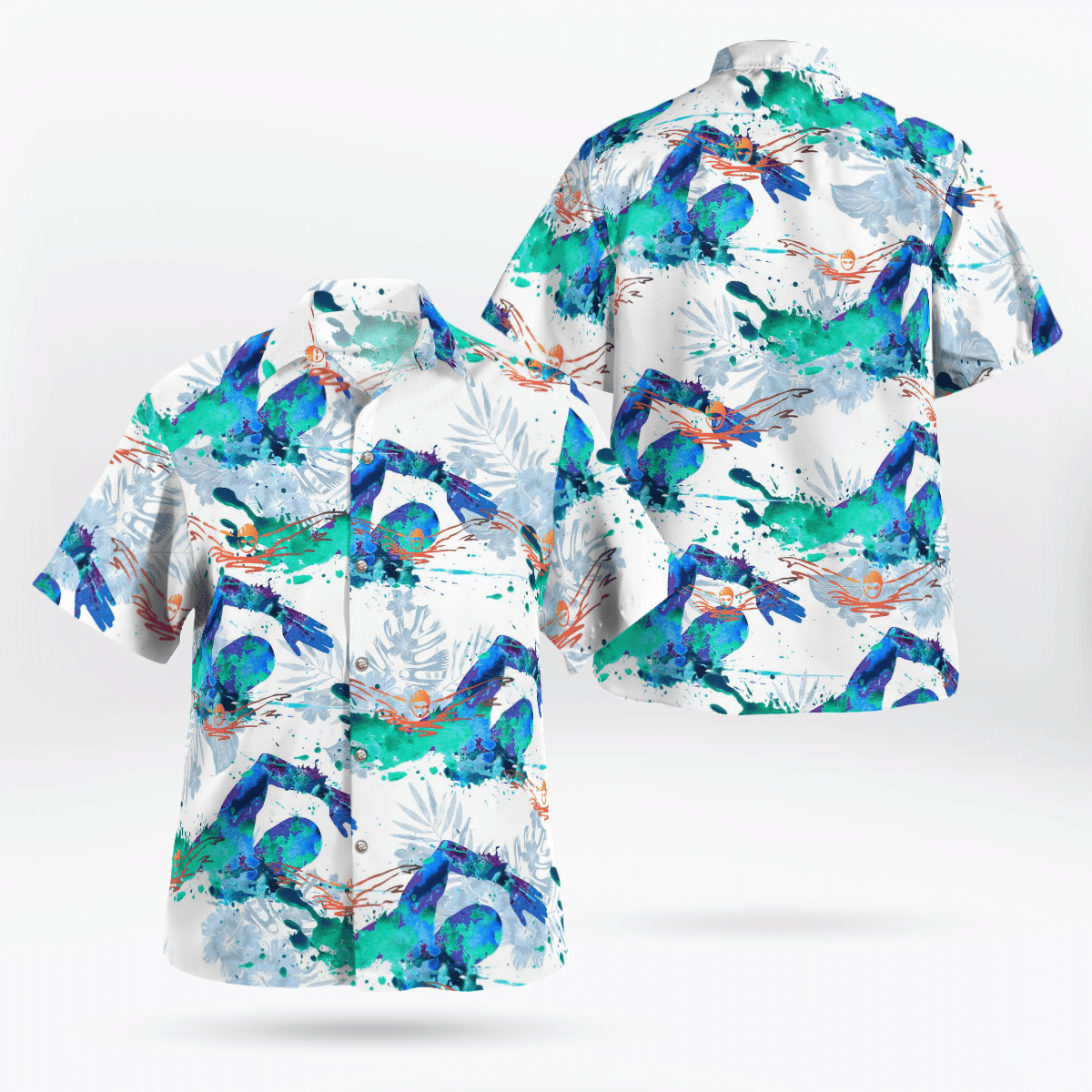 Swimming Athlete All Over Print 3D Aloha Summer Beach Hawaiian Shirt