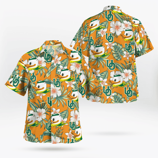 Oregon Ducks All Over Print 3D Flowery Aloha Summer Beach Hawaiian Shirt