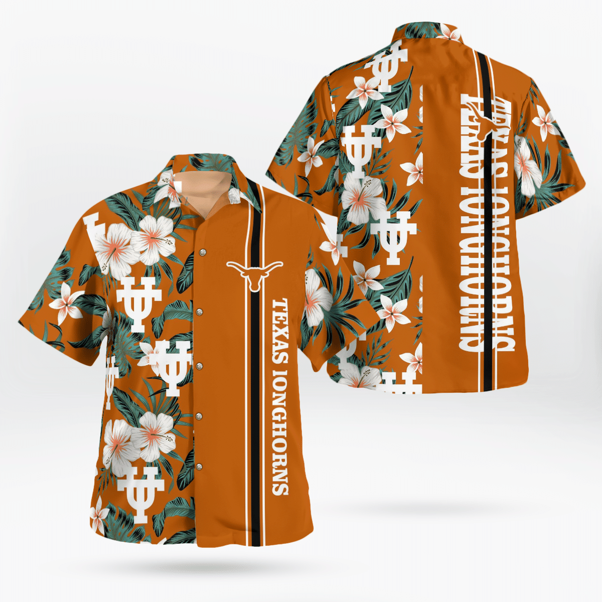 Texas Longhorn All Over Print 3D Flowery Aloha Summer Beach Hawaiian Shirt