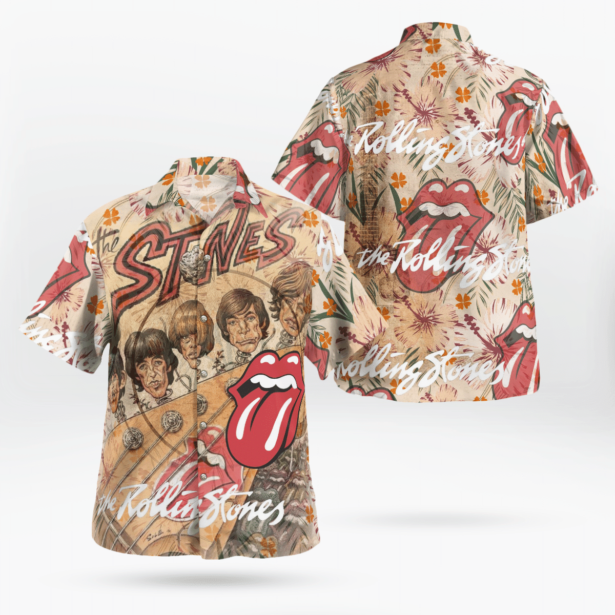 The Rolling Stones Rock Band All Over Print 3D Aloha Summer Beach Hawaiian Shirt