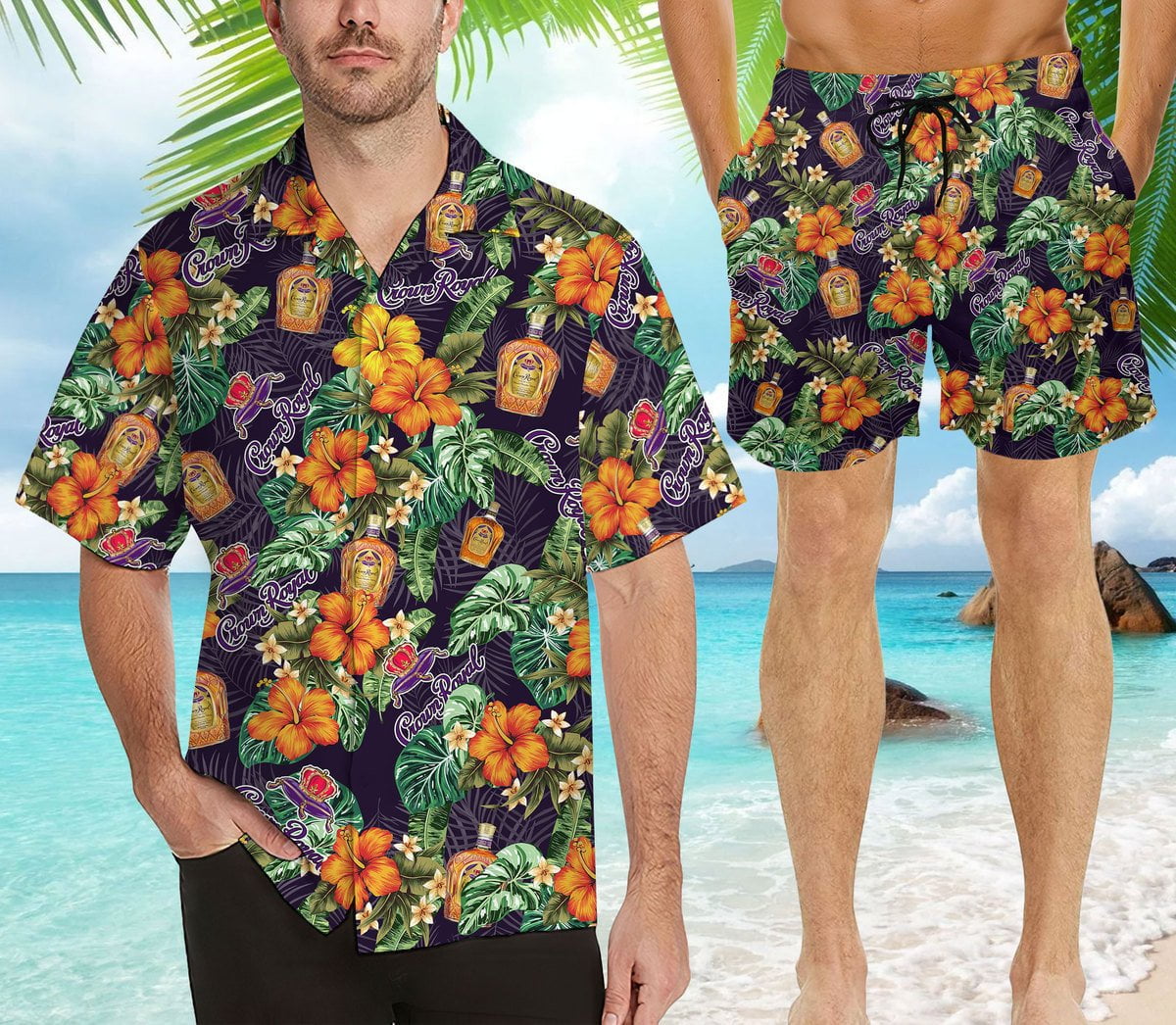 Crown Royal All Over Print 3D Flowery Aloha Summer Beach Hawaiian Shirt