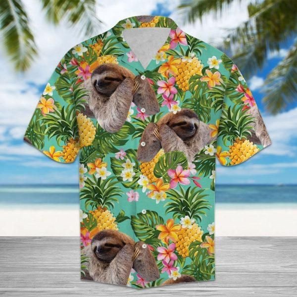 Tropical Sloth and Pineapple Pattern Hawaiian Shirt