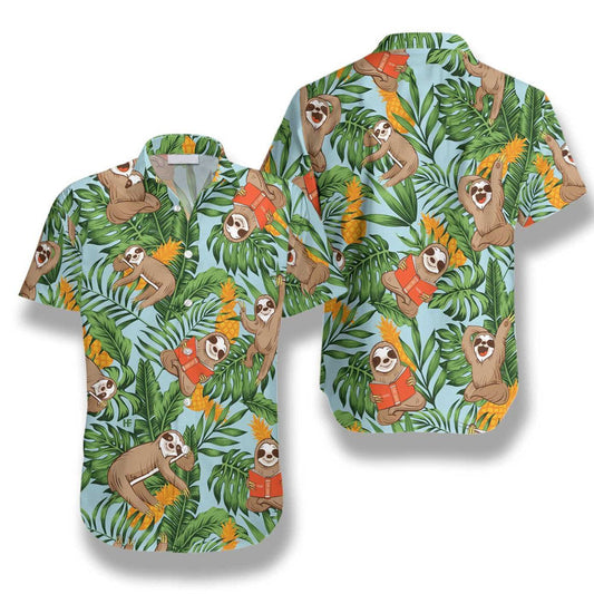 Sloth With Tropical Fruit Hawaiian Shirt