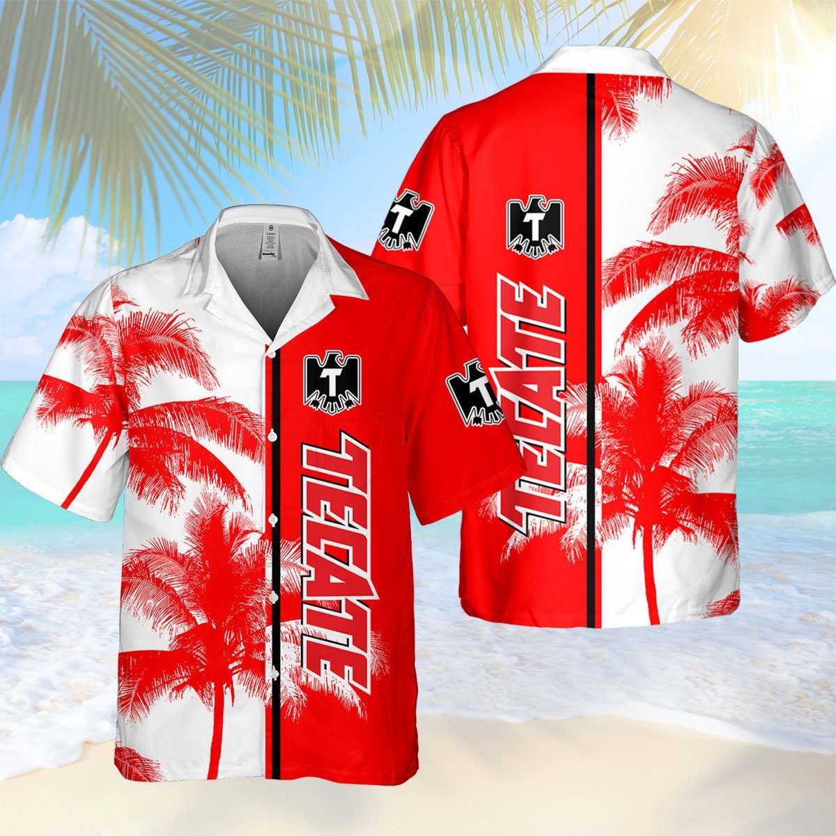 Tecate Palm Tree All Over Print 3D Aloha Summer Beach Hawaiian Shirt